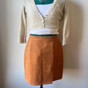 Burnt Orange Faux Suede A-Line Mini Skirt (Size M)